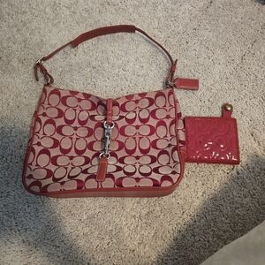 Coach Red Signature Shoulder Bag, Small
